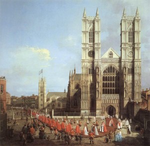 “Procession at Westminister Abbey,” Canaletto, (1749) “Procession at Westminister Abbey,” Canaletto, (1749)